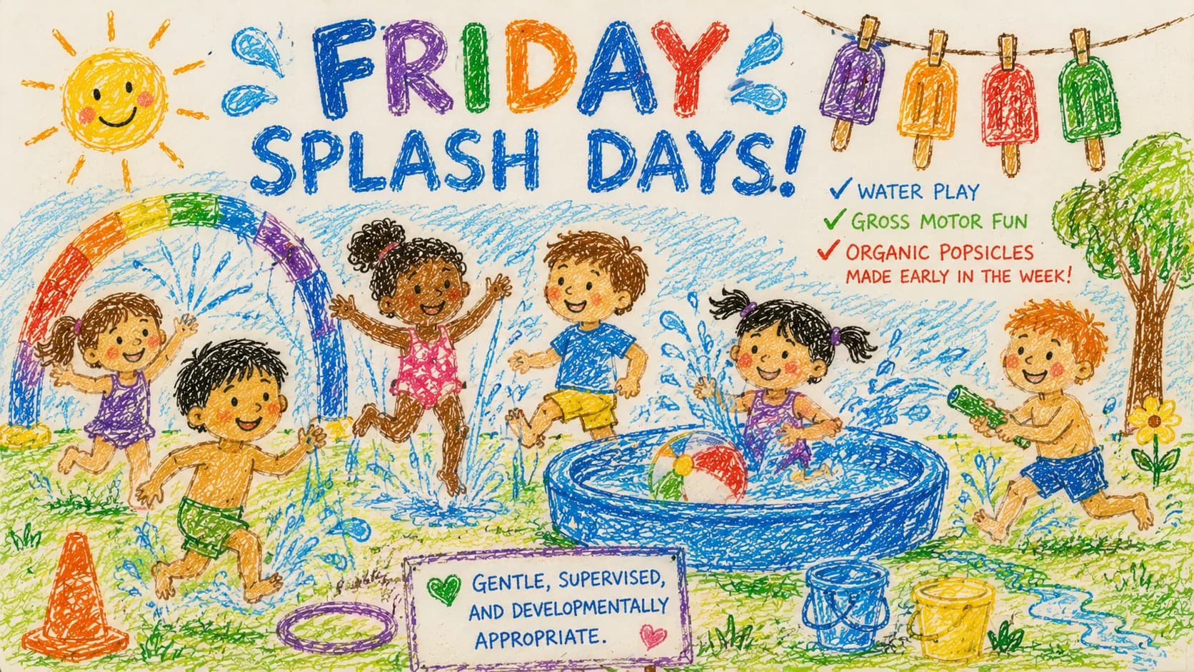 Splash Day — a hand-drawn summer camp illustration