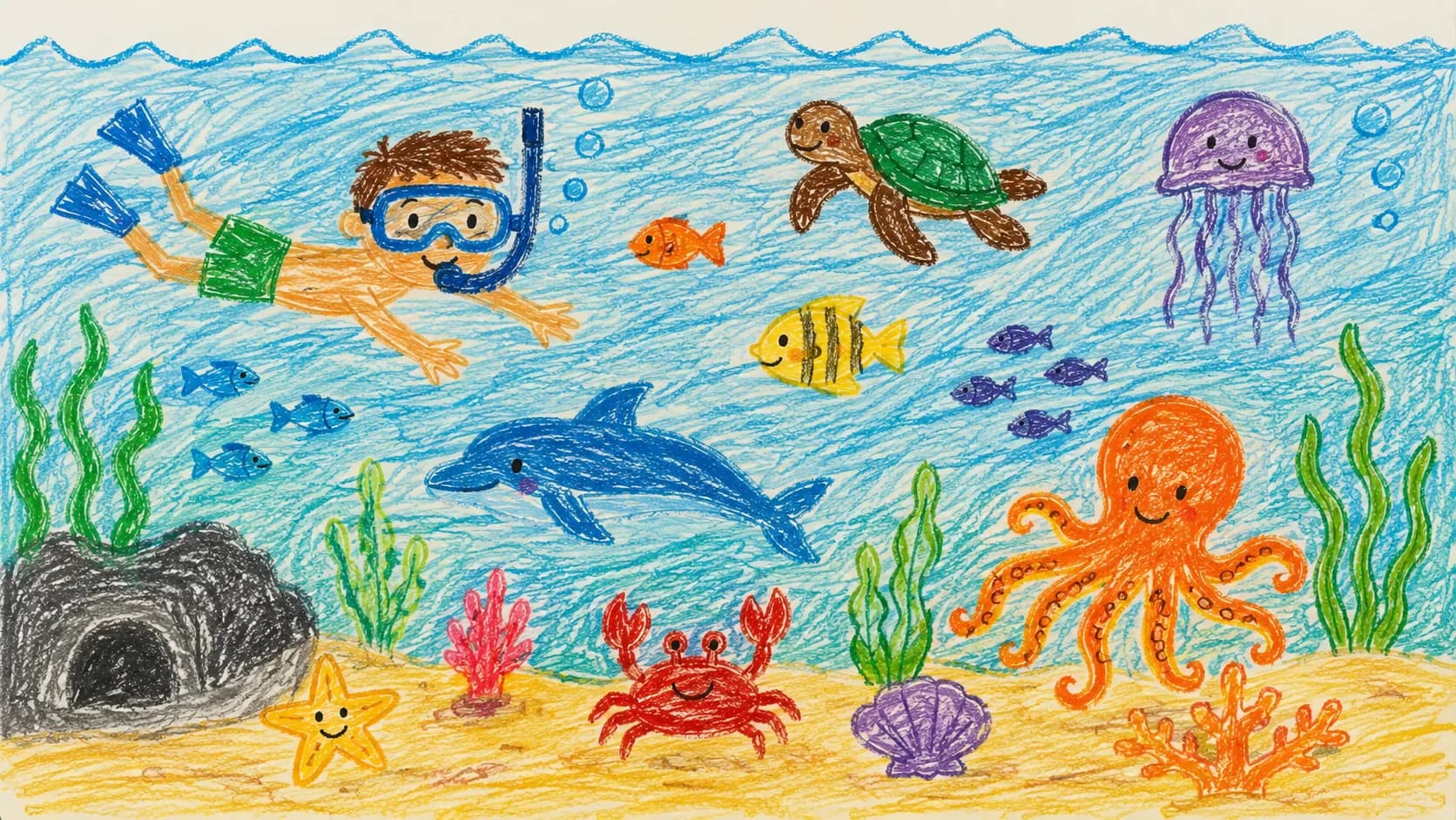 Underwater Adventures — a hand-drawn summer camp illustration