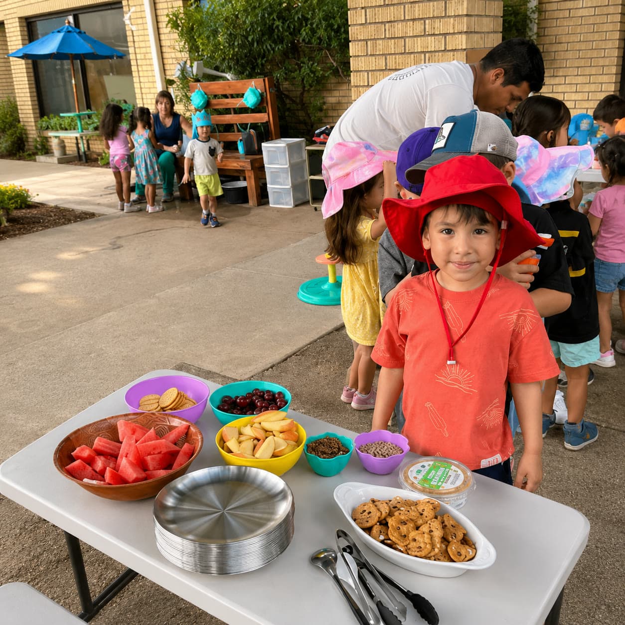 Children sharing a healthy snack together